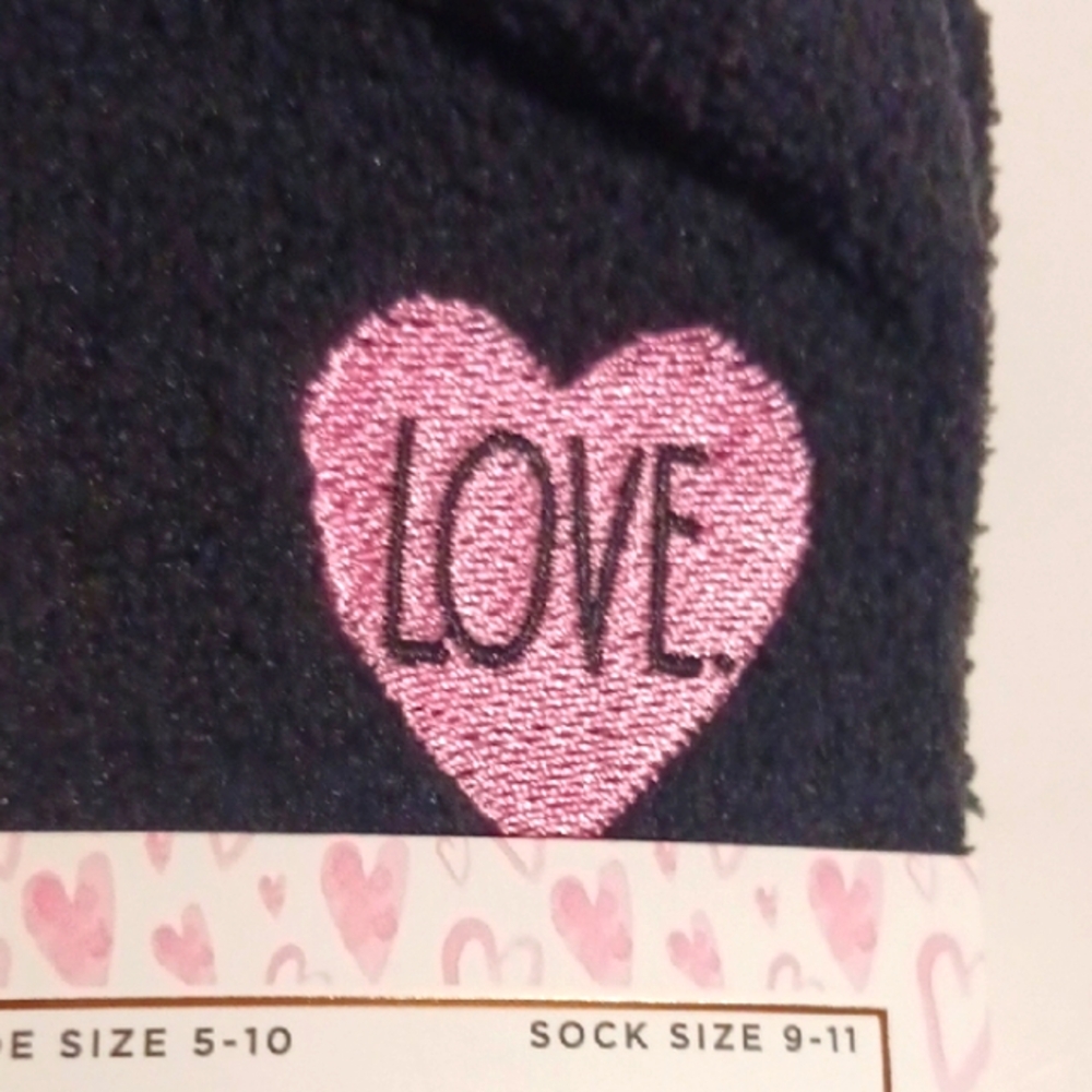 Rae Dunn Love Socks - Black, White, and Pink Embroider 🩷& Print Design ⚜️💝⚜️🩷 - Picture 4 of 8